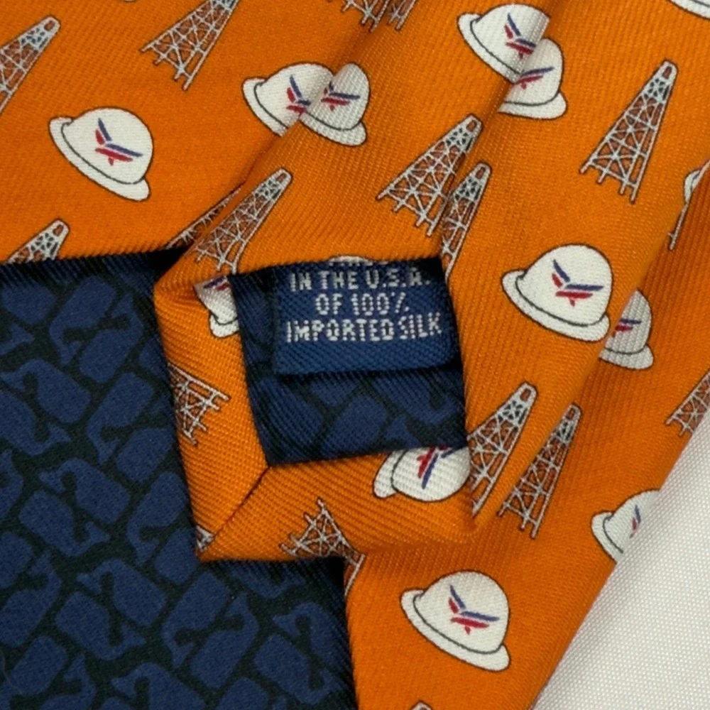 Vineyard Vines Mens Orange Silk Oil Derrick Tie American‎ Energy Partners